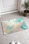 Mint Green Wavy-Patterned Doormat, 40x60 cm, with Non-Slip Sole, Decorative - 2