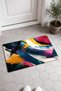 Yellow and Blue Abstract Patterned Doormat, 40x60 cm, with Non-Slip Sole, Decorative - 2