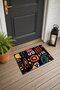 Black and Red African Brush-Patterned Doormat, 40x60 cm, with Non-Slip Sole, Decorative