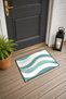 Cream Sage Green striped pattern door mat, 40x60 cm, with Non-Slip Sole, Decorative