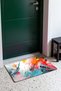 Red and Turquoise Energetic Brush-Patterned Doormat, 40x60 cm, with Non-Slip Sole, Decorative - 3