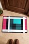 Black, Pink, and Turquoise Plaid Square-Patterned Doormat, 40x60 cm, with Non-Slip Sole, Decorative - 4