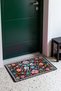 Black-Background Embroidered Rose Garden Turkish Rug-Patterned Doormat, 40x60 cm, with Non-Slip Sole - 2
