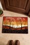 Orange and Black Landscape-Patterned 953 Doormat, 40x60 cm, with Non-Slip Sole, Decorative