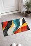 Black, Red, and Turquoise Retro Patterned Doormat, 40x60 cm, with Non-Slip Sole, Decorative - 2
