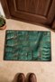 Petrol Green Leather Crocodile-Patterned Doormat, 40x60 cm, with Non-Slip Sole, Decorative - 4