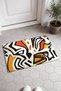 Orange and Black African striped pattern doormat, 40x60 cm, with Non-Slip Sole, Decorative - 2