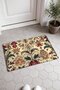 Beige and Burgundy Vintage Floral Print Wall-Patterned Doormat, 40x60 cm, with Non-Slip Sole, Decorative - 2