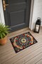 Navy Blue and Orange Star Emblem Turkish Rug-Patterned Doormat, 40x60 cm, with Non-Slip Sole - 3