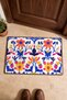Cobalt Orange Otomi Floral Print Doormat, 40x60 cm, with Non-Slip Sole, Decorative - 4