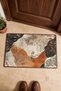 Beige, Coffee, and Earth-Toned Door Mat with Abstract Patterned Leaf Design, 40x60 cm, Non-Slip Sole, Decorative - 4