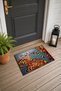 Orange and Blue Mosaic-Patterned Doormat, 40x60 cm, with Non-Slip Sole, Decorative