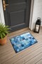 Blue-Toned Mosaic-Patterned Doormat, 40x60 cm, with Non-Slip Sole, Decorative