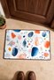 White, Navy, and Coral Terrazzo-Patterned Doormat with Stain Design, 40x60 cm, Non-Slip Sole, Decorative - 4