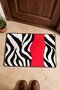 Black, White, and Red Zebra-Patterned Doormat, 40x60 cm, with Non-Slip Sole, Decorative - 4