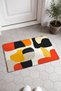 Orange and Black Cream Retro Patterned Doormat, 40x60 cm, with Non-Slip Sole, Decorative - 2