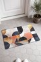 Gray, Salmon, and Gold Half-Circle Mosaic-Patterned Doormat, 40x60 cm, with Non-Slip Sole, Decorative - 2