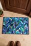 Blue and Green Leaf-Patterned Doormat, 40x60 cm, with Non-Slip Sole, Decorative - 4