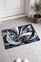 Gray and White Door Mat with Curved Leaf Pattern, 40x60 cm, Non-Slip Sole, Decorative - 2