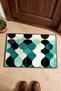 Turquoise and Black Retro Patterned Doormat, 40x60 cm, with Non-Slip Sole, Decorative - 4