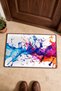 Blue and Fuchsia Paint Splatter Pattern Doormat, 40x60 cm, Non-Slip Sole, Decorative - 4