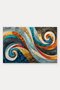 827 Orange and Blue Wavy Pattern Doormat, 40x60 cm, Non-Slip Sole, Decorative - 5
