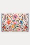 White-Background Embroidered Flower Branch Turkish Rug-Patterned Doormat, 40x60 cm, with Non-Slip Sole - 5