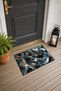 Blue and Silver Fluid-Patterned Doormat, 40x60 cm, with Non-Slip Sole, Decorative