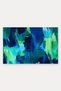 Navy Blue and Neon Green Brushstroke-Patterned Doormat, 40x60 cm, with Non-Slip Sole, Decorative - 5