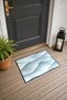 White, Ice Blue, 3D Wave-Patterned Doormat, 40x60 cm, Non-Slip Sole, Decorative