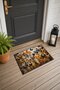 563 Yellow and Blue Butterfly-Patterned Doormat, 40x60 cm, with Non-Slip Sole, Decorative