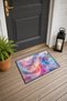 Pastel Silk Tulle Wavy Pattern Door Mat, 40x60 cm, Non-Slip Sole, Decorative