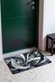 Gray and White Door Mat with Curved Leaf Pattern, 40x60 cm, Non-Slip Sole, Decorative - 3