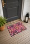 Pink and Purple Kaleidoscope Floral Print Doormat, 40x60 cm, with Non-Slip Sole, Decorative