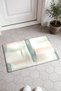 Mint Pink Watercolor Brush-Patterned Doormat, 40x60 cm, with Non-Slip Sole, Decorative - 2