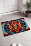 Red and Blue Abstract Turkish Rug-Patterned Doormat, 40x60 cm, with Non-Slip Sole - 4