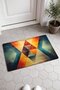 Orange and Blue Geometric Patterned 967 Doormat, 40x60 cm, Non-Slip Sole, Decorative - 2