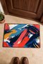Red, Blue, and Bold Brushstroke-Patterned Doormat, 40x60 cm, with Non-Slip Sole, Decorative - 4