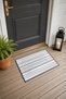 White and Gray Horizontal Striped Pattern Doormat, 40x60 cm, with Non-Slip Sole, Decorative