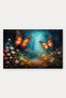 688 Orange Butterfly Garden Patterned Doormat, 40x60 cm, with Non-Slip Sole, Decorative - 5