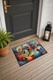 Multicolored Spiral Cubist Abstract Patterned Doormat, 40x60 cm, with Non-Slip Sole, Decorative