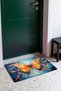697 Orange and Blue Butterfly-Patterned Doormat, 40x60 cm, with Non-Slip Sole, Decorative - 3