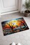 Yellow and Blue Tree-Patterned Doormat, 40x60 cm, with Non-Slip Sole, Decorative - 4