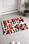 Red, Black, and White Geometric Patterned Kilim Rug Doormat, 40x60 cm, with Non-Slip Sole, Decorative - 2