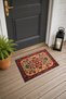 Burgundy and Beige Floral Print "Saray" Turkish Rug-Patterned Doormat, 40x60 cm, with Non-Slip Sole - 3