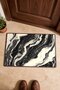 Black Cream-Colored, Fluid Marble Patterned Doormat, 40x60 cm, with Non-Slip Sole, Decorative - 4