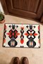 Cream-Red Ikat Diamond Patterned Doormat, 40x60 cm, with Non-Slip Sole, Decorative - 4