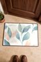 Gray and Pink Watercolor Leaf-Patterned Doormat, 40x60 cm, with Non-Slip Sole, Decorative - 4