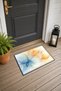 Blue and Orange Winged Patterned Doormat, 40x60 cm, with Non-Slip Sole, Decorative