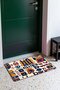 Cream and Navy Blue African Collage-Patterned Doormat, 40x60 cm, with Non-Slip Sole, Decorative - 3